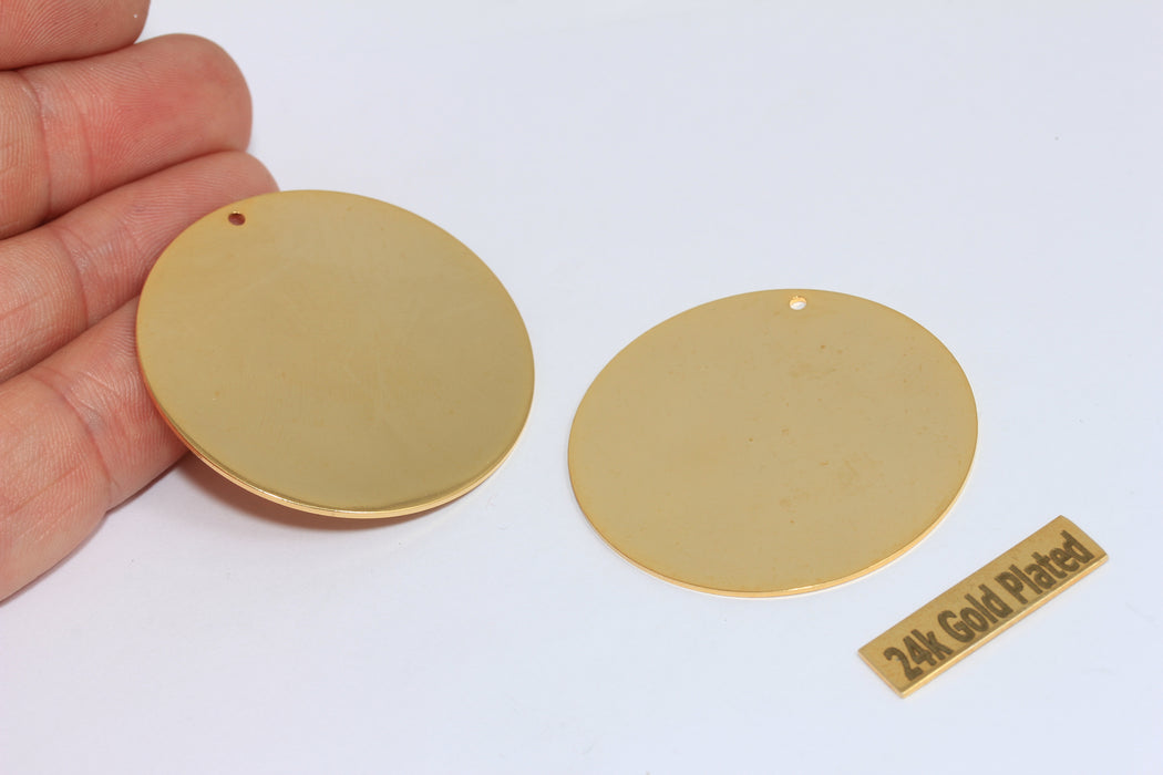 40mm 24k Shiny Gold Disc, Stamping Blank, Personalized Disc Charms, BRT763