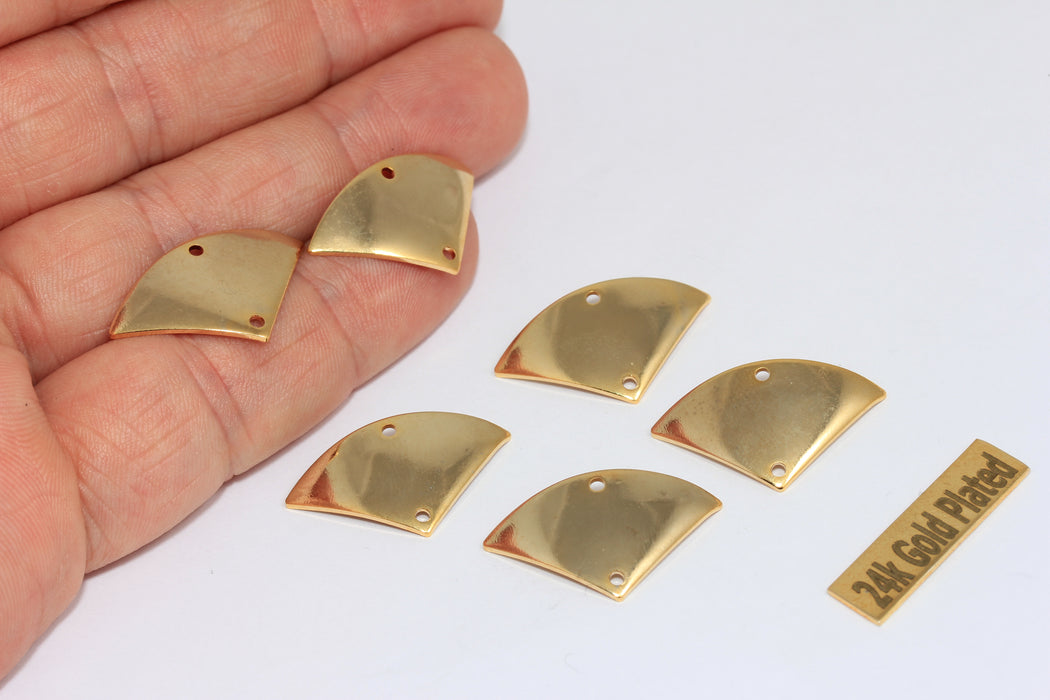 15x25mm 24 Ayar Parlak Altın Üçgen Tılsımlar, Altın Bağlantı Boncukları, BRT705