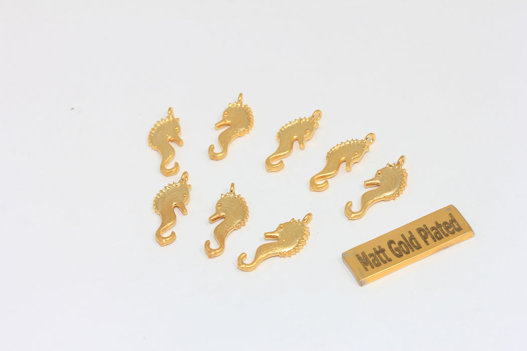 8x20mm 24k Matt Gold Seahorse, Seahorse Necklace, BRT702