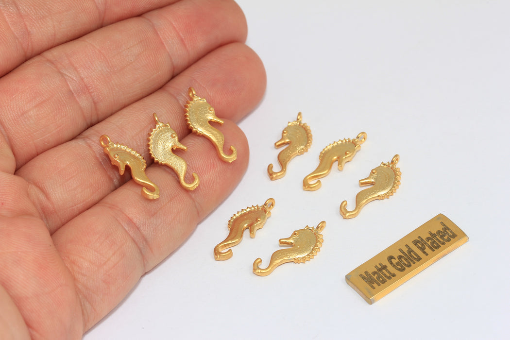 8x20mm 24k Matt Gold Seahorse, Seahorse Necklace, BRT702