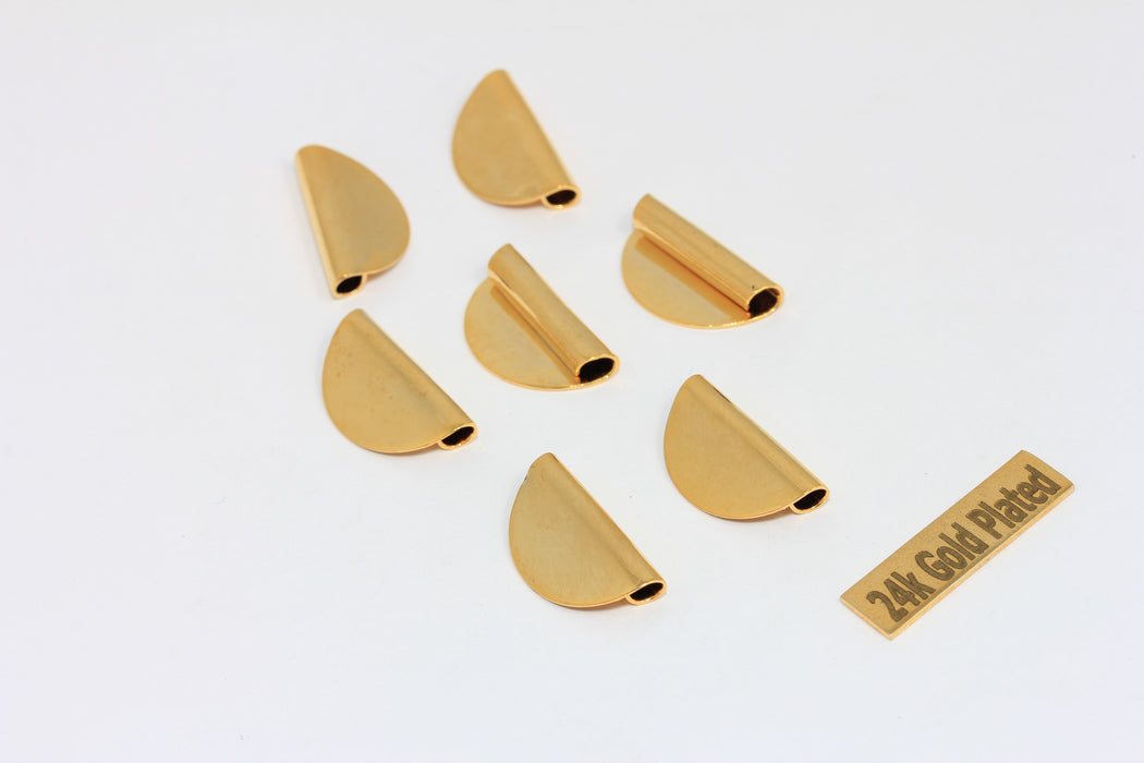 10x20mm 24 Ayar Parlak Altın Yarım Daire Kolye, Ay, BRT748