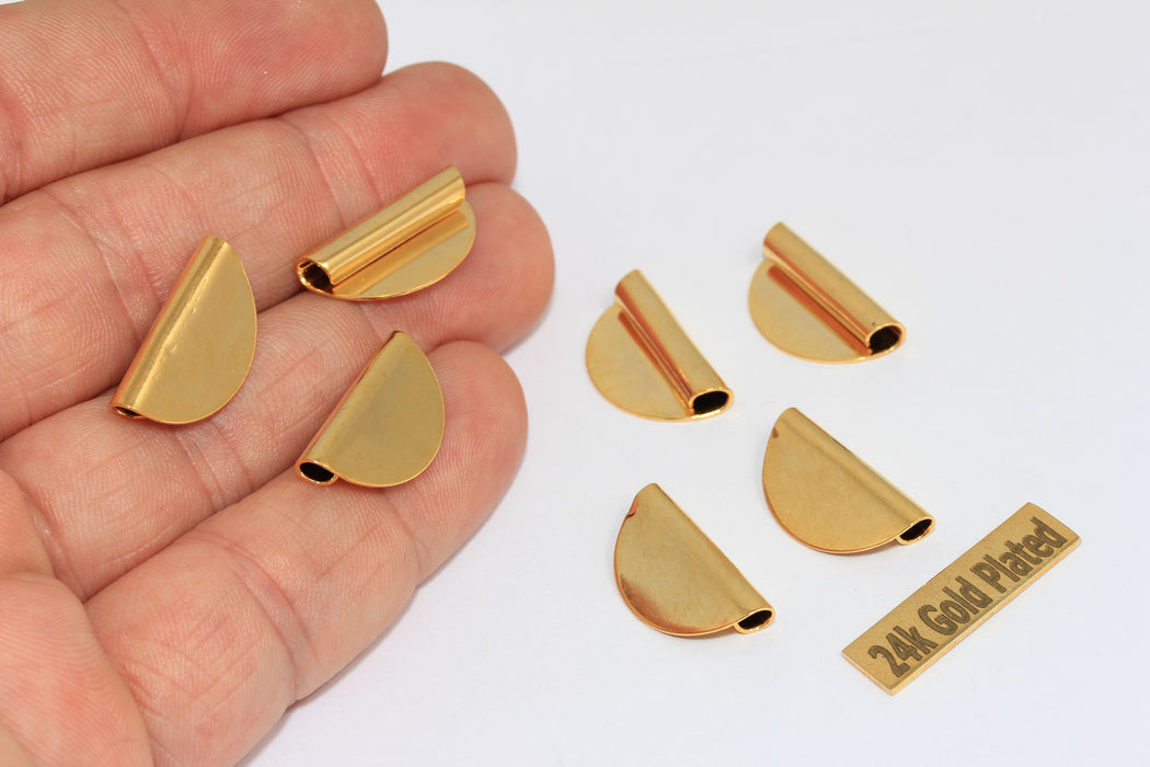 10x20mm 24 Ayar Parlak Altın Yarım Daire Kolye, Ay, BRT748