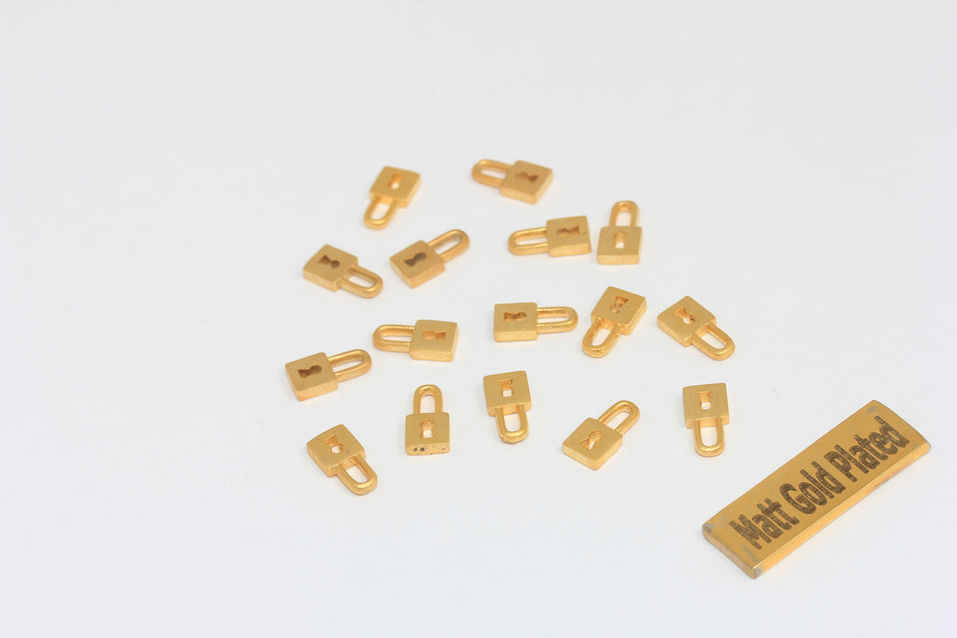 5x10mm 24 Ayar Mat Altın Kilit Takıları, Mini Kilit Takıları, BRT694