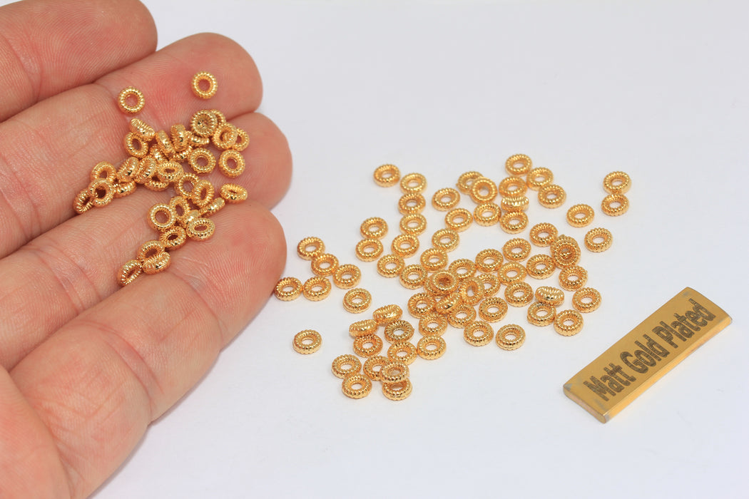 4,5mm 24k Shiny Gold Plated Rondelle Beads, Spacer Beads BRT684