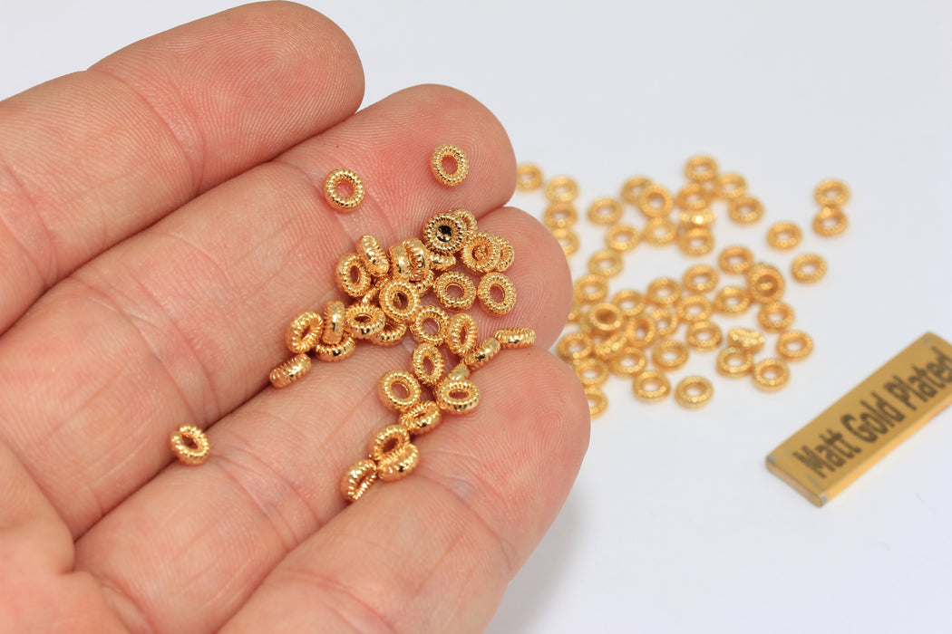 4,5mm 24k Shiny Gold Plated Rondelle Beads, Spacer Beads BRT684