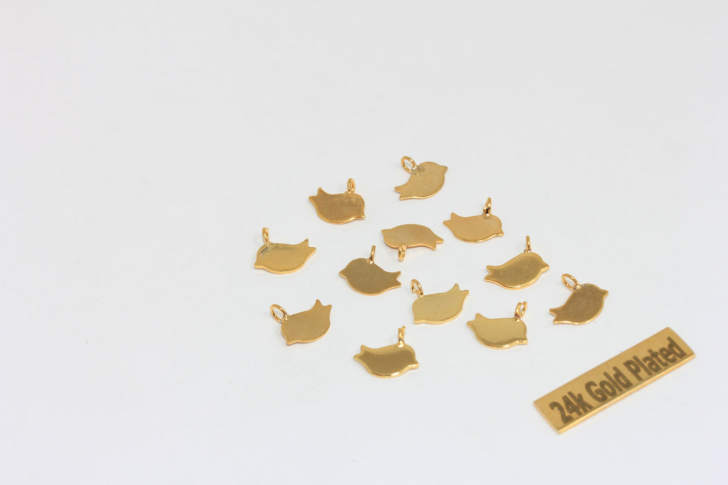 9x10mm 24 Ayar Mat Altın Kuş Kolye, Mini Kuş Takıları, Kuş Kolye, Kuş Takıları, BRT675