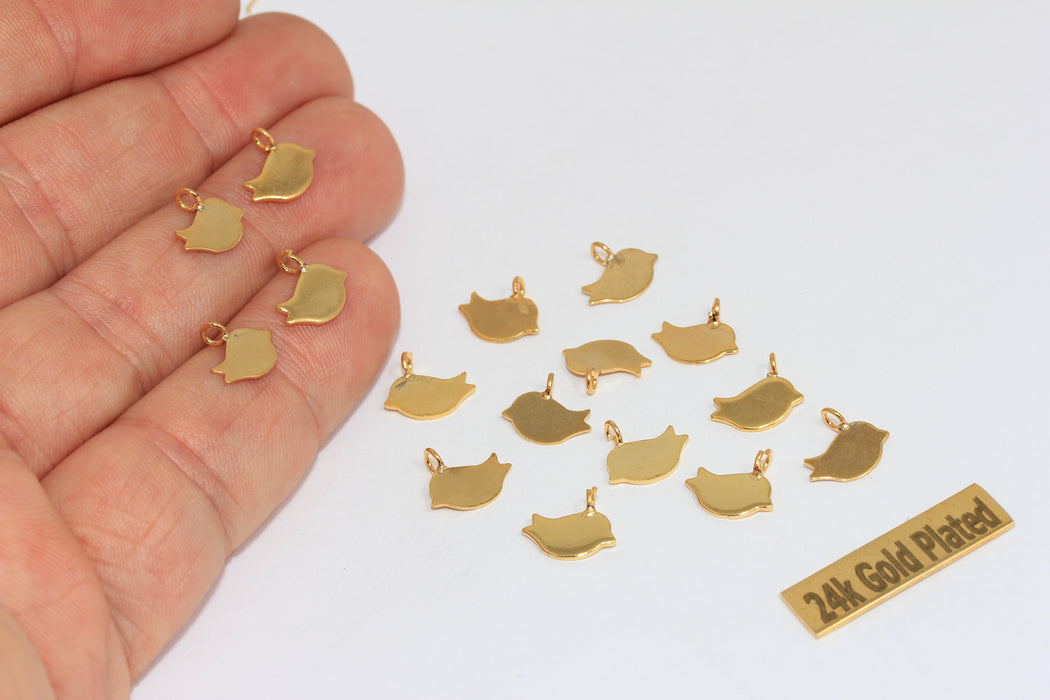 9x10mm 24 Ayar Mat Altın Kuş Kolye, Mini Kuş Takıları, Kuş Kolye, Kuş Takıları, BRT675