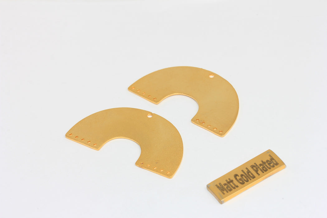 21x41mm 24k Matt Gold Semicircle, Half Moon Charms,  BRT671