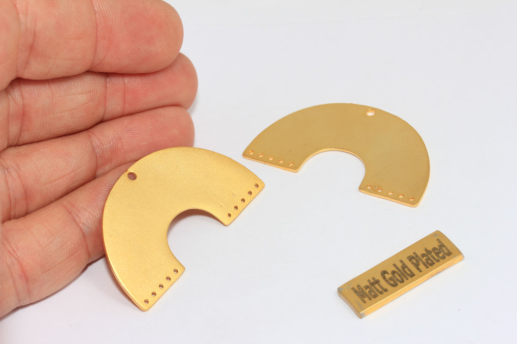 21x41mm 24k Matt Gold Semicircle, Half Moon Charms,  BRT671