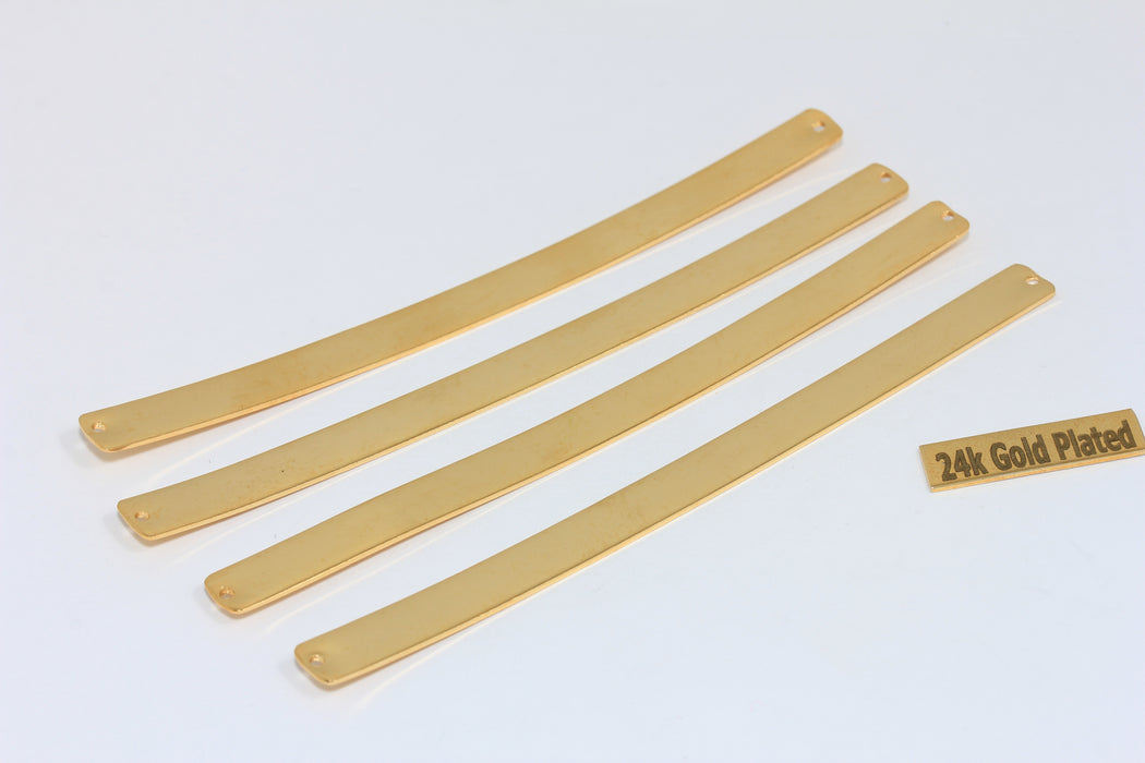 7x100mm 24k Shiny Gold Flat Bangle, Stamping Bracelet, Nameplate Bar, BRT652