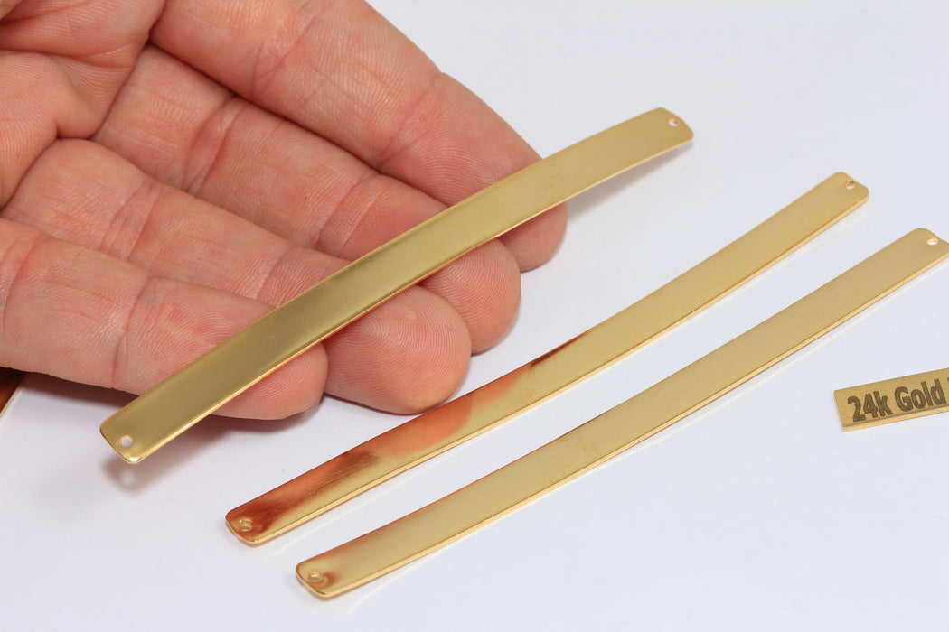 7x100mm 24k Shiny Gold Flat Bangle, Stamping Bracelet, Nameplate Bar, BRT652