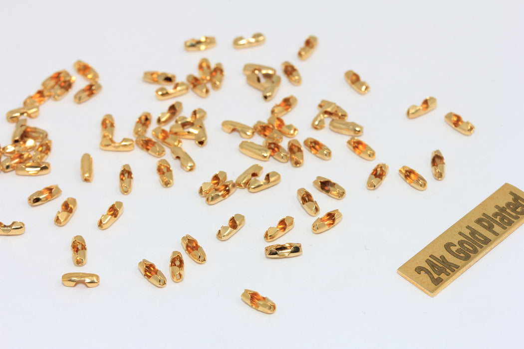 24k Shiny Gold Ball Chain Clasp, Fit 1,5mm Ball Chains, Gold BRT670