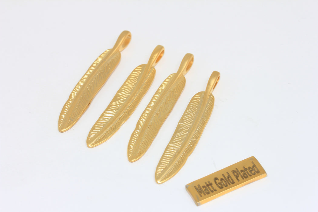 10x54mm 24k Matt Gold Leaf Charms, Leaf Pendant, Leaf Beads, BRT668