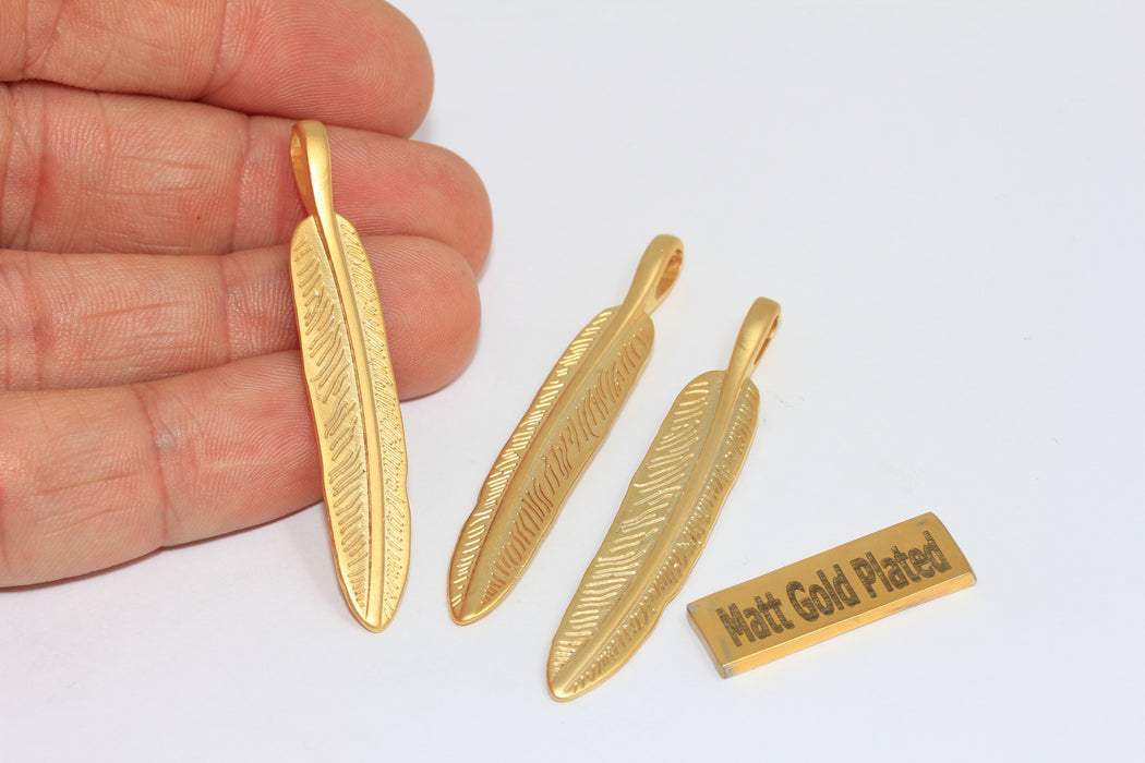 10x54mm 24k Matt Gold Leaf Charms, Leaf Pendant, Leaf Beads, BRT668