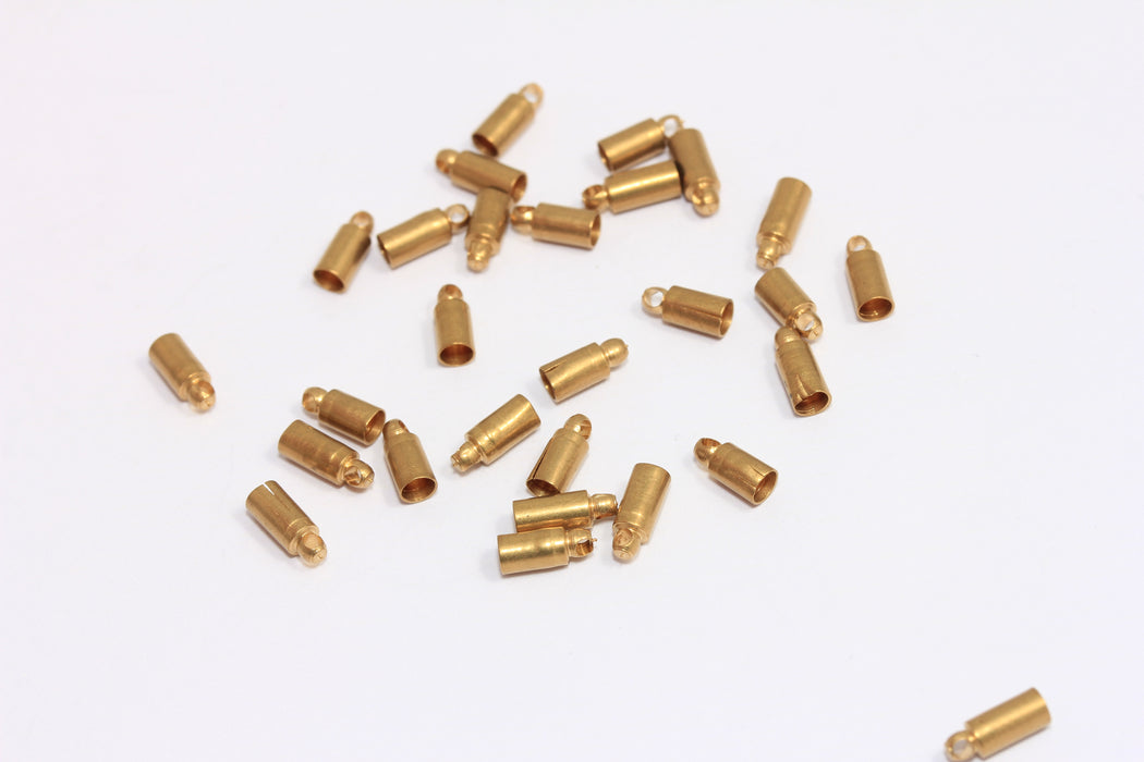 2,5mm Raw Brass End Caps, Solid Brass End Caps, Small Bead Caps, Tube End Caps, Cord End Caps, MTE1021