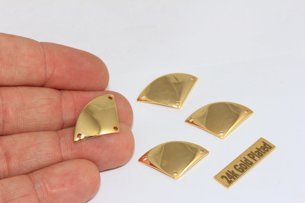 15x25mm 24k Shiny Gold Triangle Charms, Connector Charms,  BRT762
