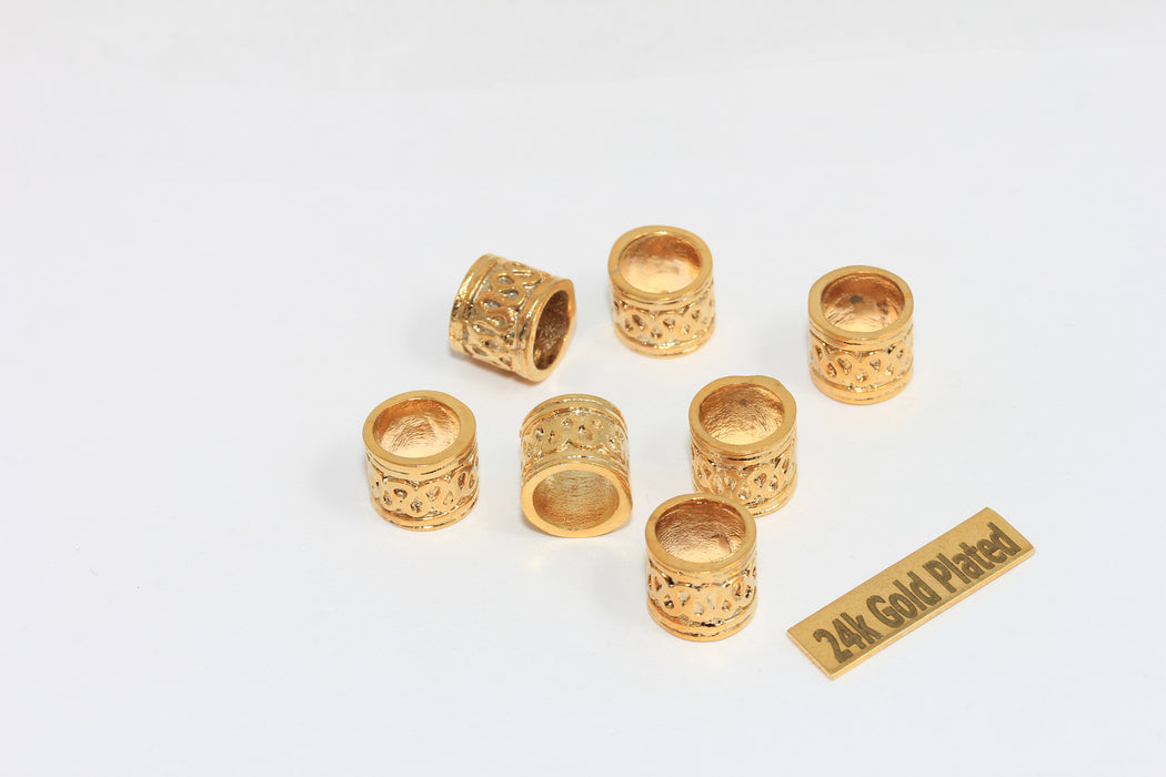 9,5x10mm 24k Shiny Gold Tube Beads, Inner Size 7,5mm, BRT755