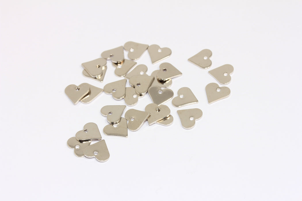 9 mm Rodyum Kaplama Kalp Charms, Kalp Madeni Para Boncukları, Mini Kalp Charms, MLS486