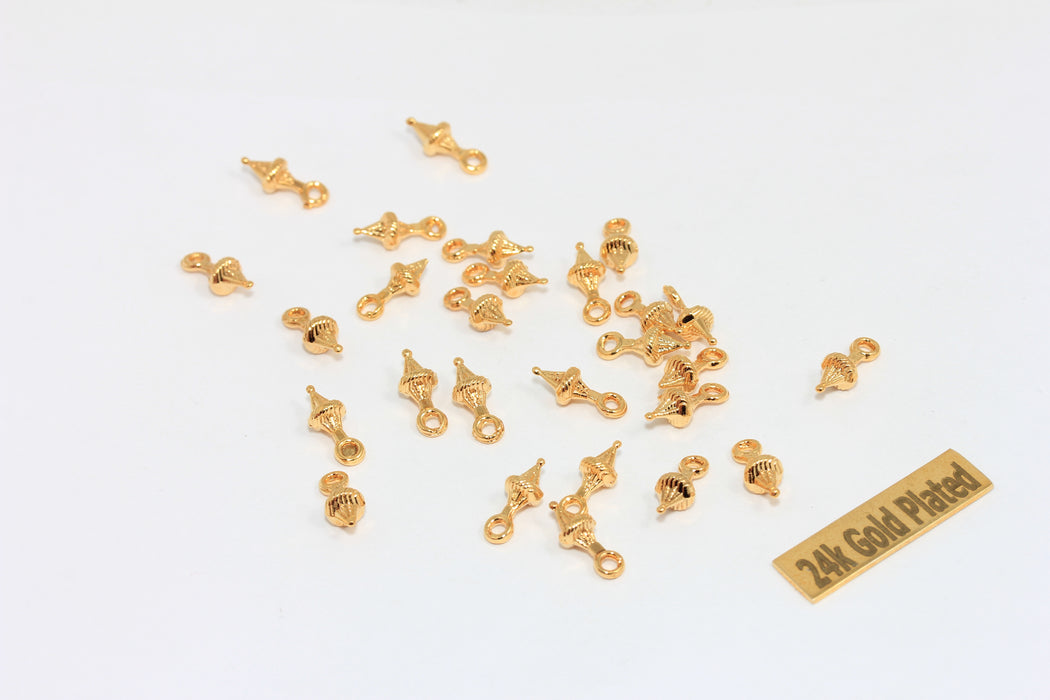 4x11mm 24k Shiny Gold Drop Charms, Mini Drop Charms, BRT688