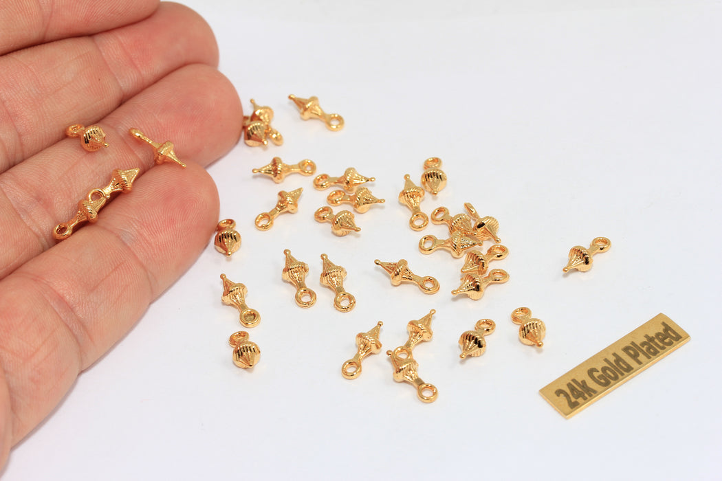 4x11mm 24k Shiny Gold Drop Charms, Mini Drop Charms, BRT688