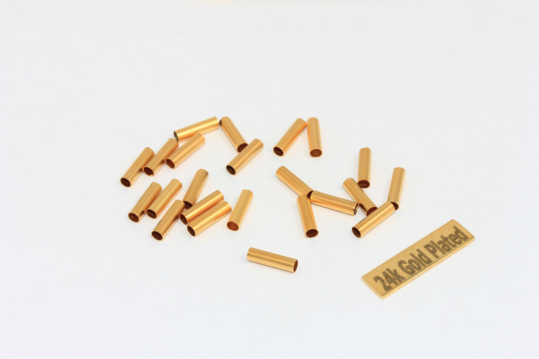 3x10mm 24 ayar Mat Altın Tüp Boncuklar, Tüpler, Yuvarlak Tüp, BRT646