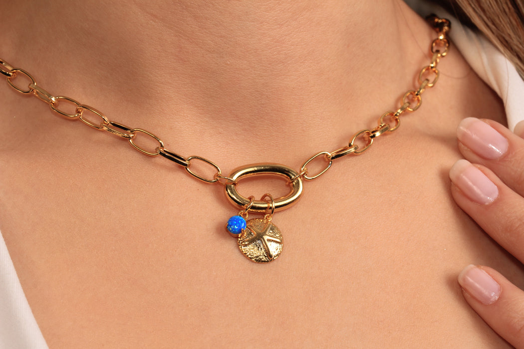 17'' 24 Ayar Parlak Altın Kalp Kolye, Kırmızı Mineli Kalp Kolye,