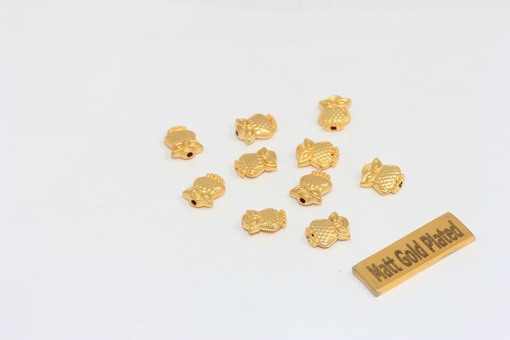 8x10mm 24 Ayar Mat Altın Baykuş Takıları, Baykuş Boncukları, Baykuş Bilezik Takıları, BRT629