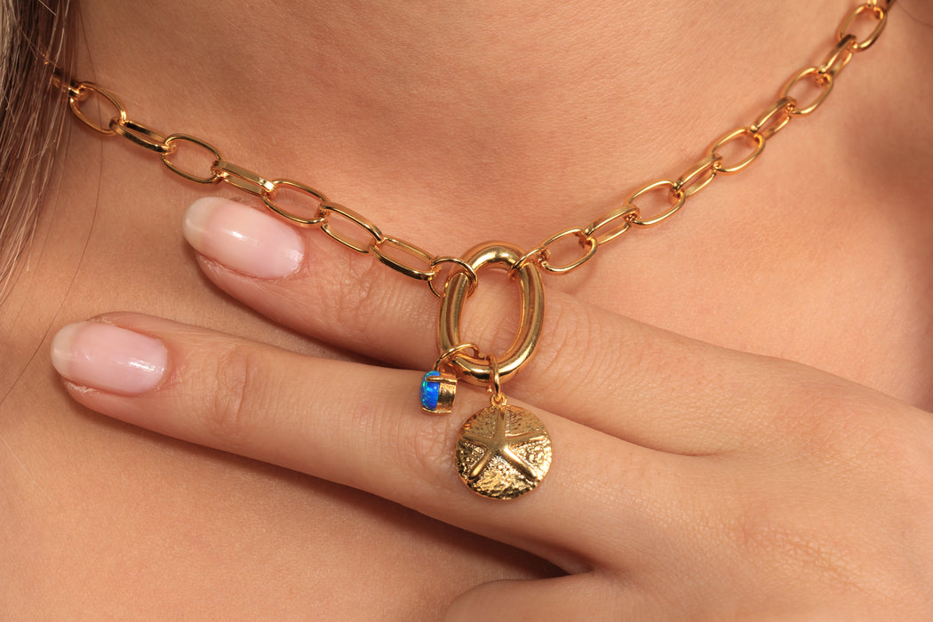 17'' 24 Ayar Parlak Altın Kalp Kolye, Kırmızı Mineli Kalp Kolye,