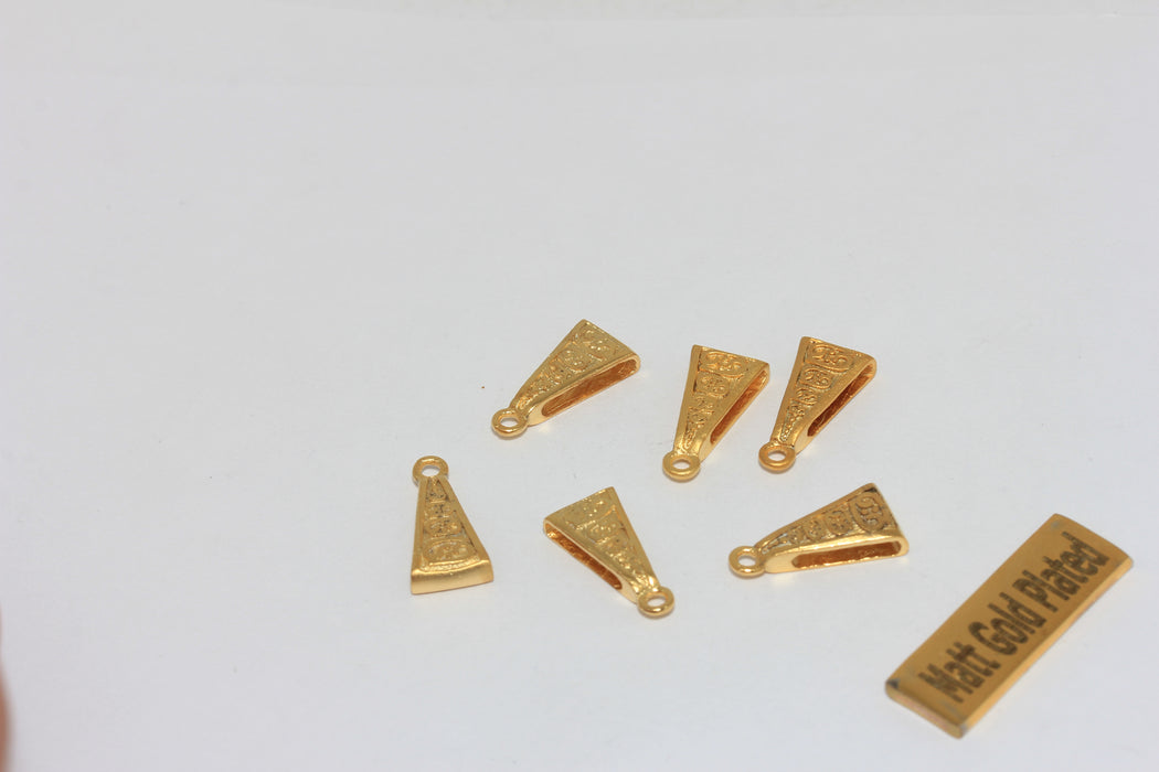 8x17mm 24k Matt Gold Pendant Bail, Pinch Bail, Necklace BRT632