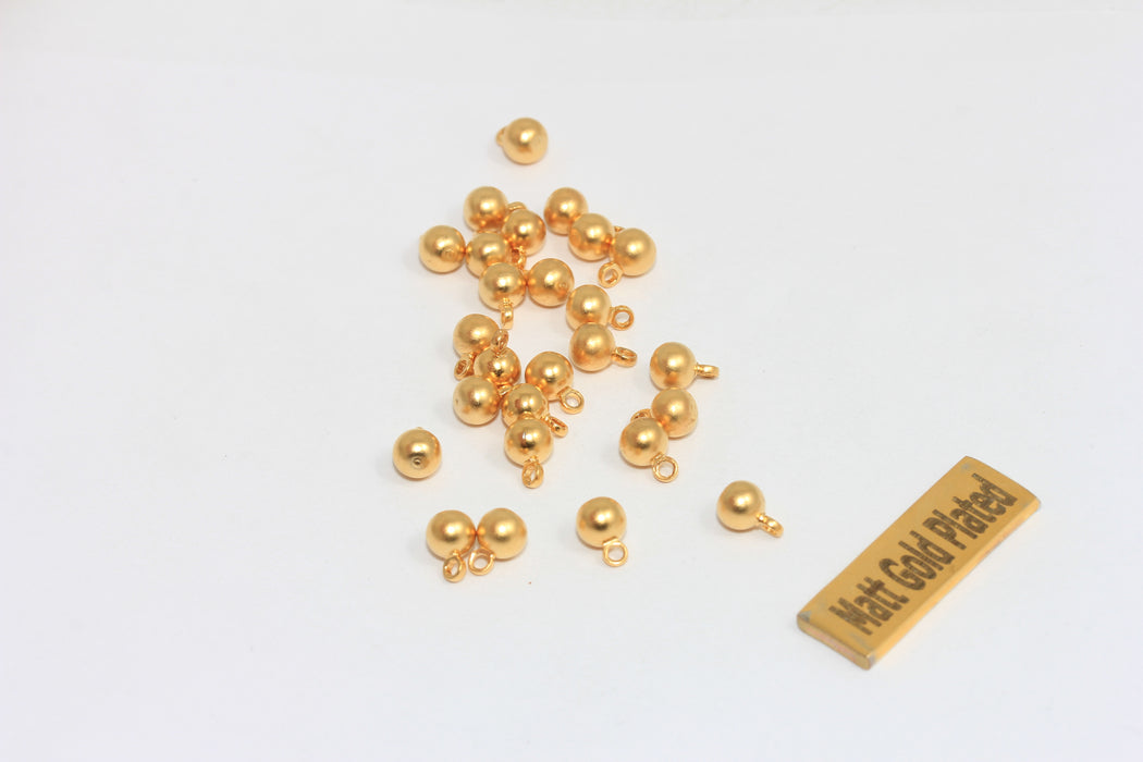 5x8mm 24 Ayar Mat Altın Top Charms, Top Damla Bilezik Boncukları, BRT682