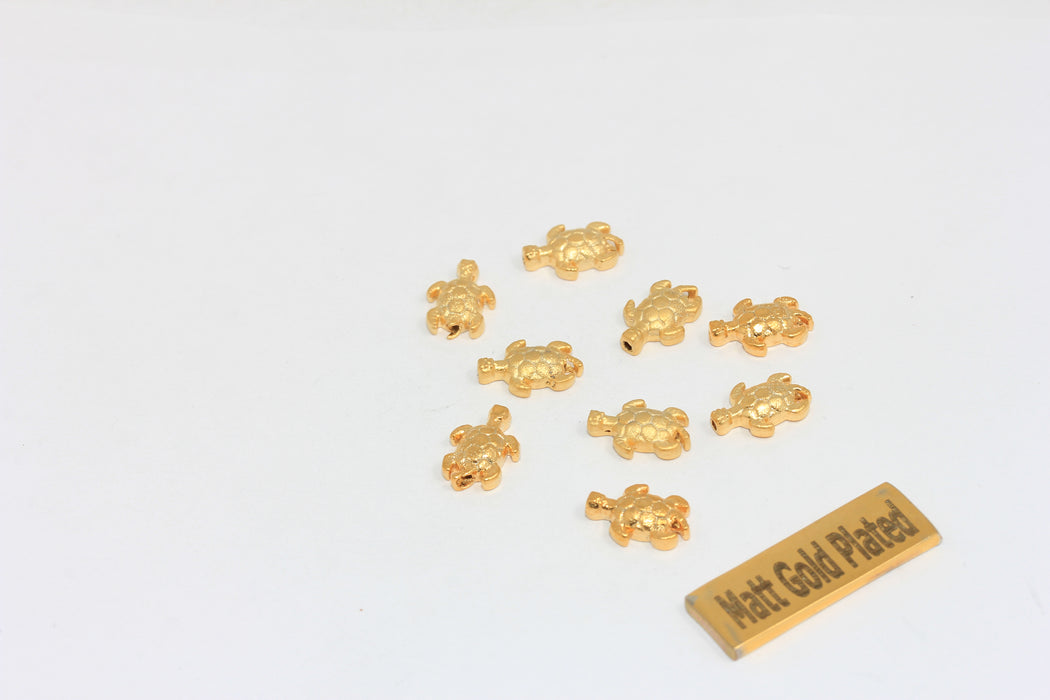 8x12mm 24k Matt Gold Tortoise Charm, Gold Turtle Beads, BRT628
