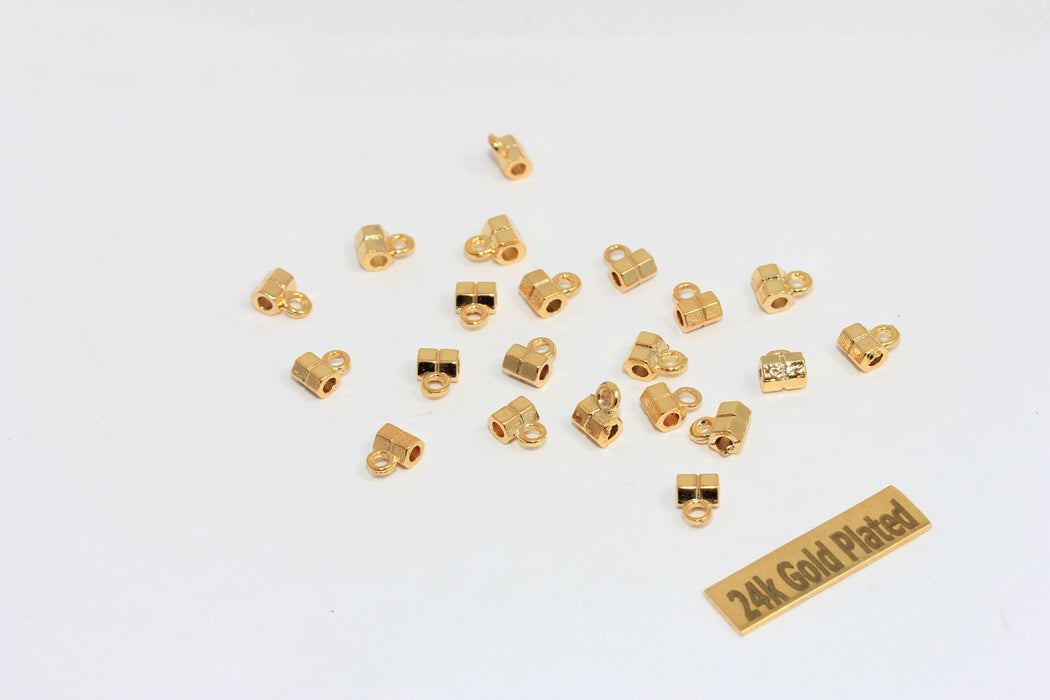 Perline tubolari in oro lucido 24k 5x6 mm, perline tubolari di collegamento, BRT625