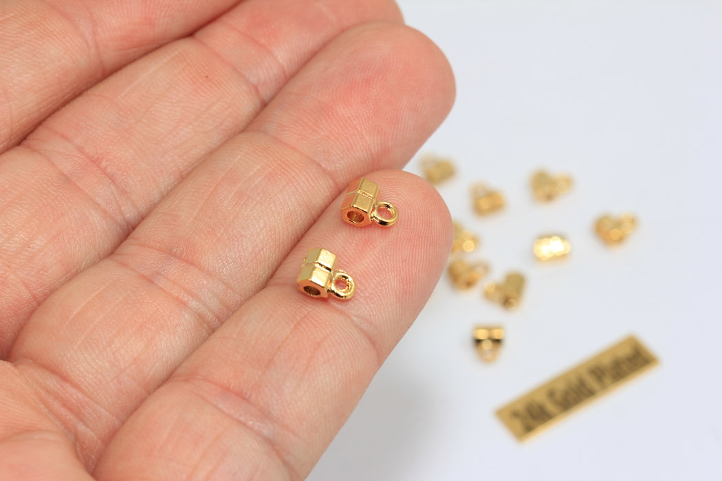 Perline tubolari in oro lucido 24k 5x6 mm, perline tubolari di collegamento, BRT625