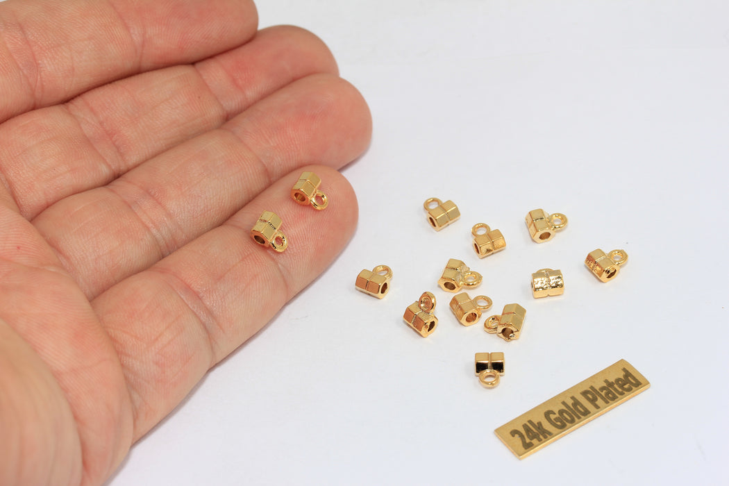 Perline tubolari in oro lucido 24k 5x6 mm, perline tubolari di collegamento, BRT625