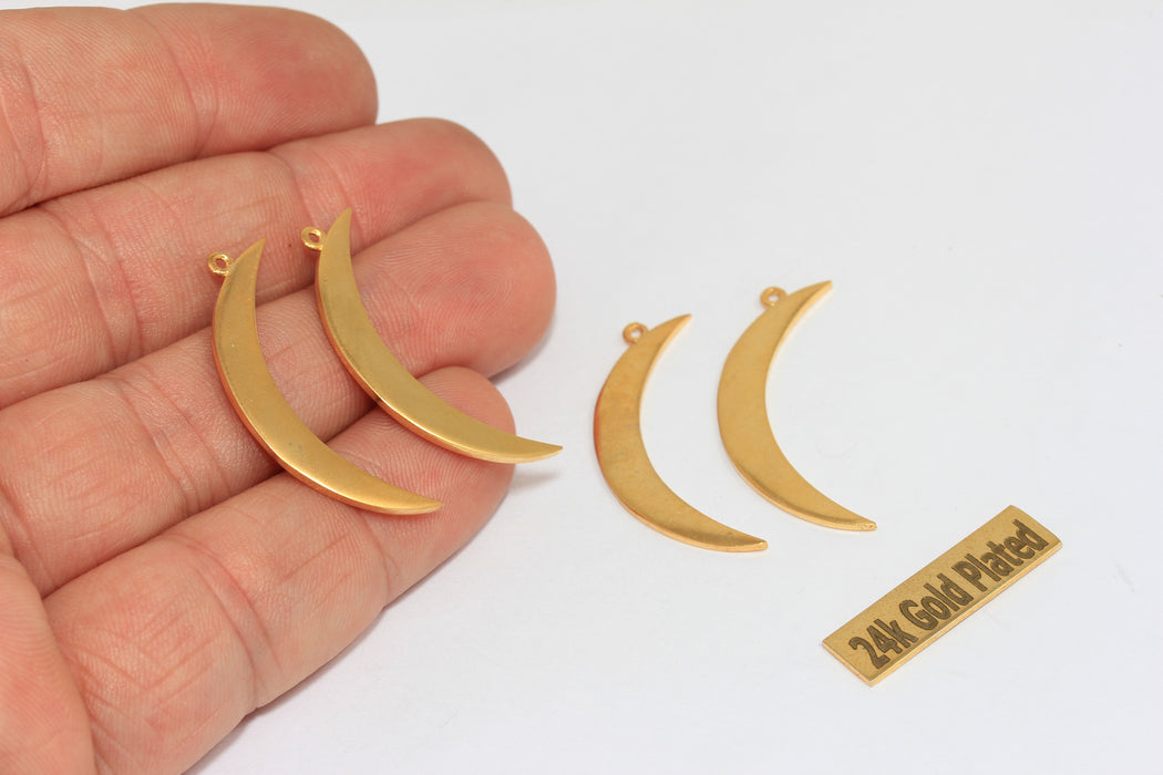13x40mm 22 ayar Parlak Altın Ay Takıları, Hilal Ay BRT618