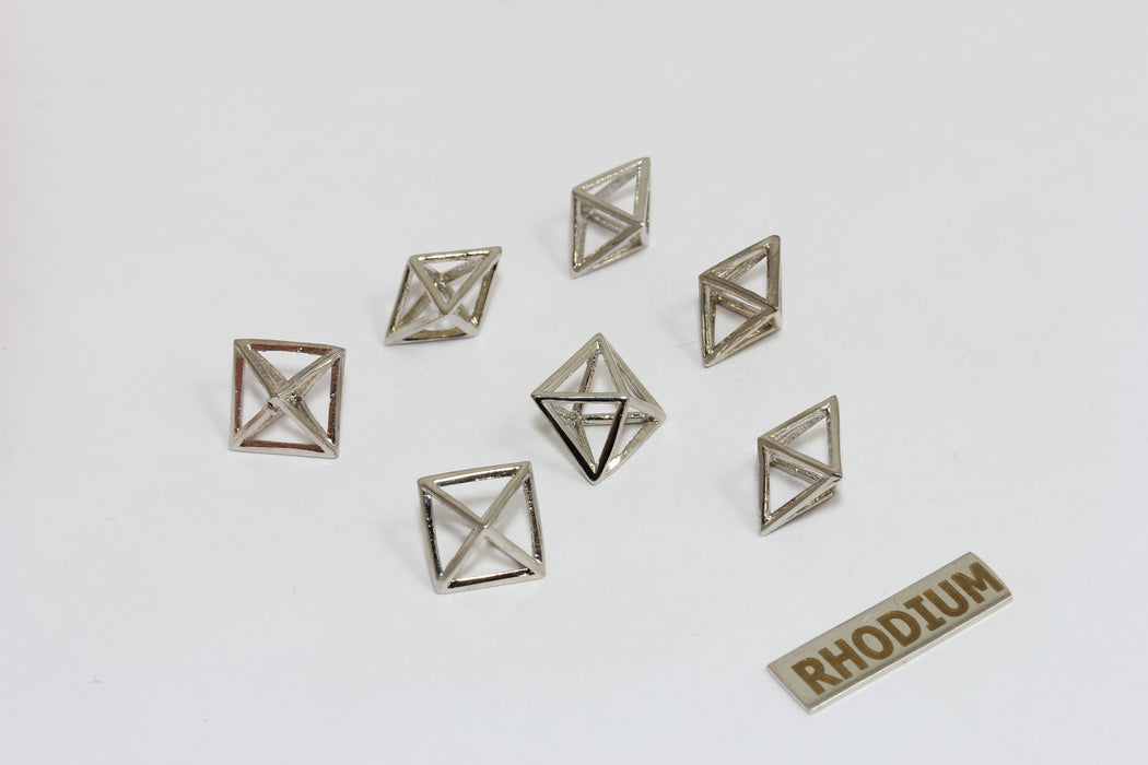 10x11mm Rhodium Plated Pyramid Charms, Triangle , BRT642