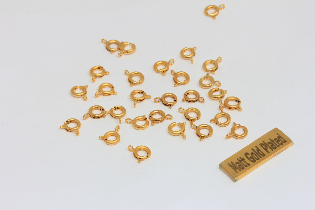 Chiusura a molla in oro opaco 24k da 6 mm, chiusura rotonda, chiusura ad anello, BRT617
