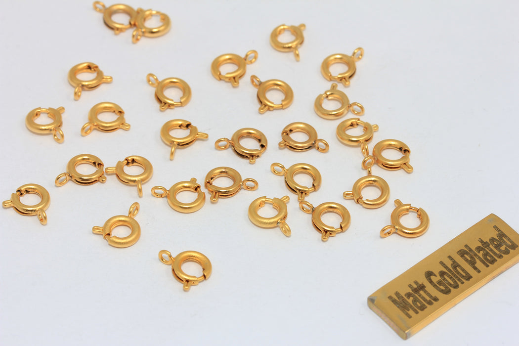 Chiusura a molla in oro opaco 24k da 6 mm, chiusura rotonda, chiusura ad anello, BRT617