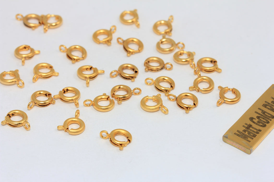 Chiusura a molla in oro opaco 24k da 6 mm, chiusura rotonda, chiusura ad anello, BRT617