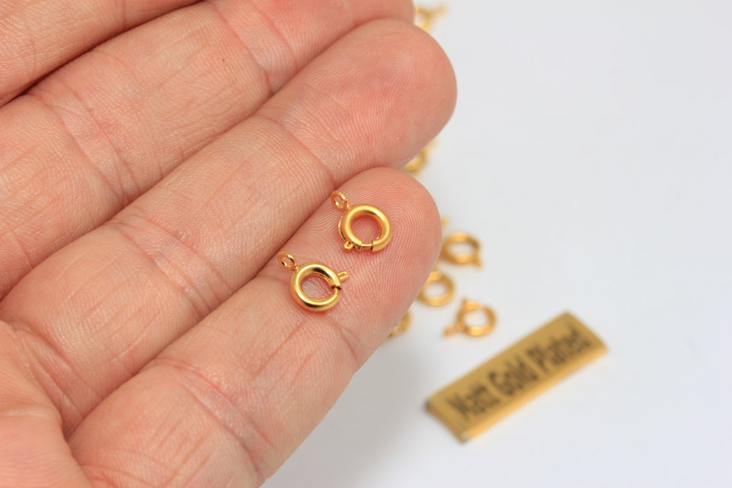 Chiusura a molla in oro opaco 24k da 6 mm, chiusura rotonda, chiusura ad anello, BRT617