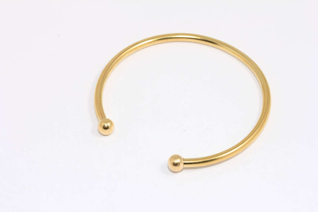 3mm Raw Brass Cuff Bracelet, Open Cuff Bangle, Screw Ball Bracelet Bangle, BXB370-6