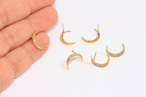 CZ Moon Stud Earrings