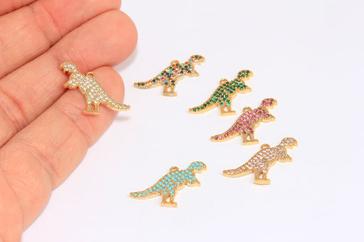 Shiny Gold CZ Dinosaur Charm