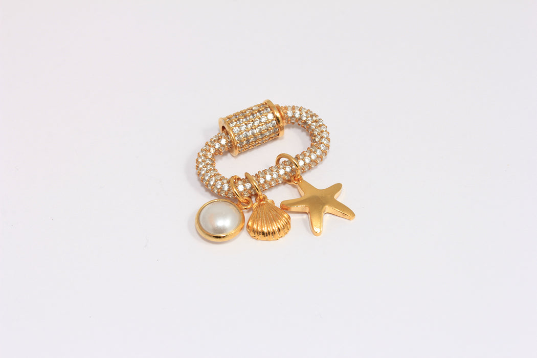 Shiny Gold CZ Oval Screw Clasps