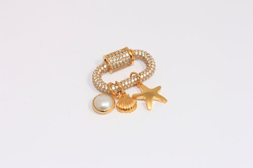 Shiny Gold CZ Oval Screw Clasps