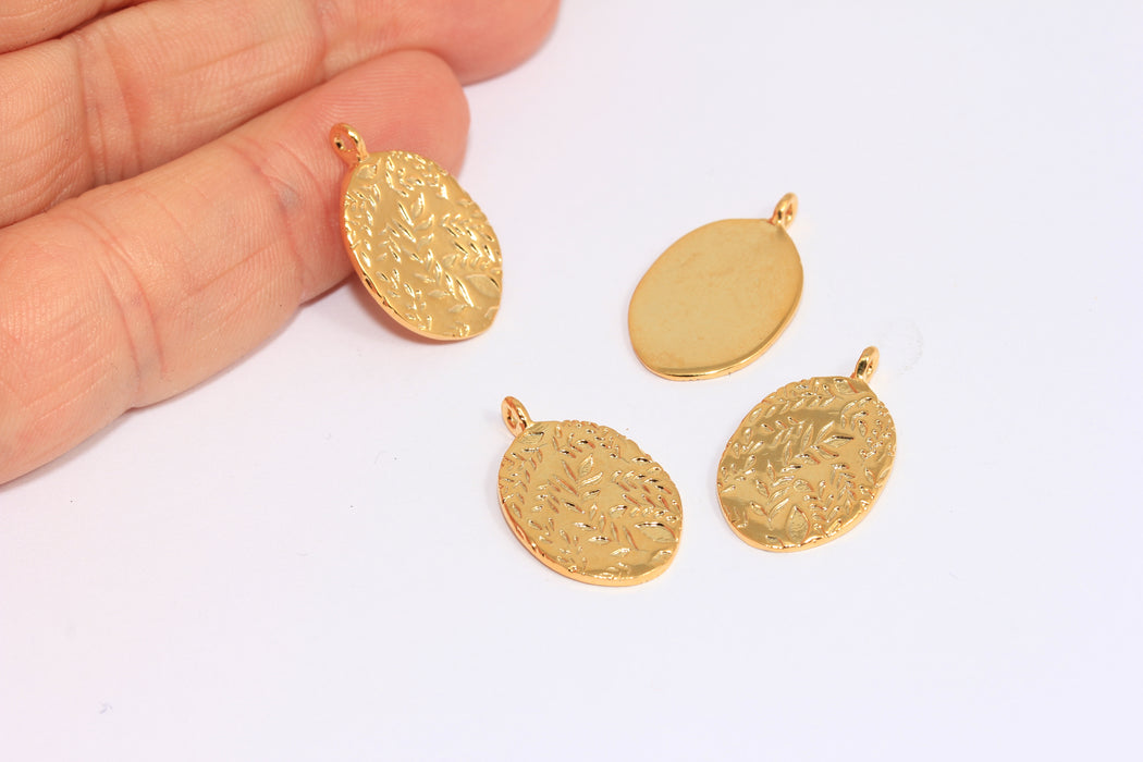 14x18mm 24k Shiny Gold Leaf Charms, Leaf Pendant, Leaf Medallion, XP440