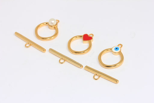 Shiny Gold Heart Toggle Clasp