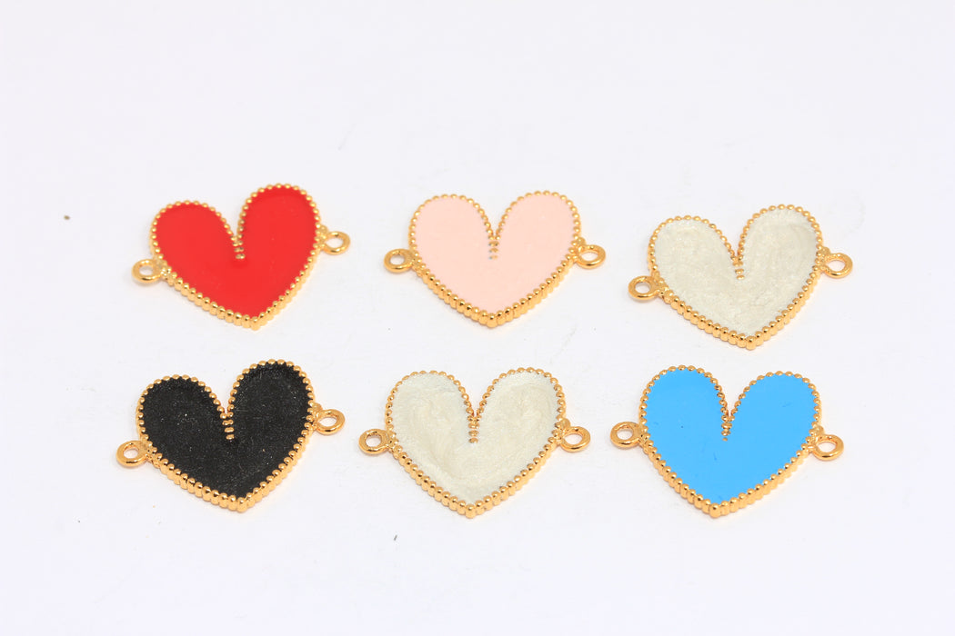 18mm 24k Shiny Gold Heart Charms, Love Necklace, Cute Heart Connector, MGN73