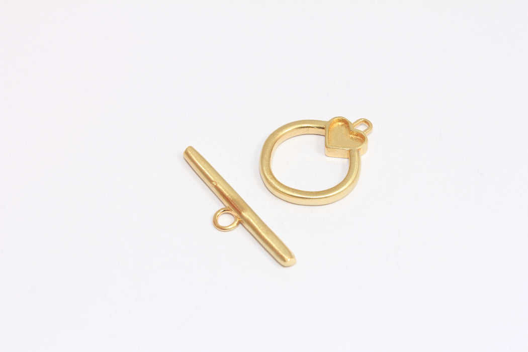 Brass Heart Bezel Toggle Clasp
