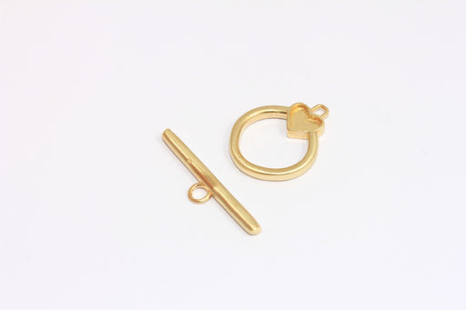 Brass Heart Bezel Toggle Clasp